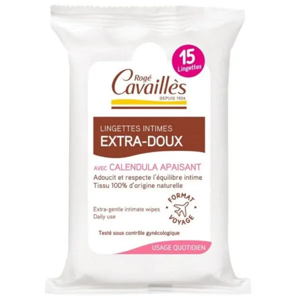ROGE CAVAILLES LINGETTES INTIMES EXTRA DOUCES 15 UNITES