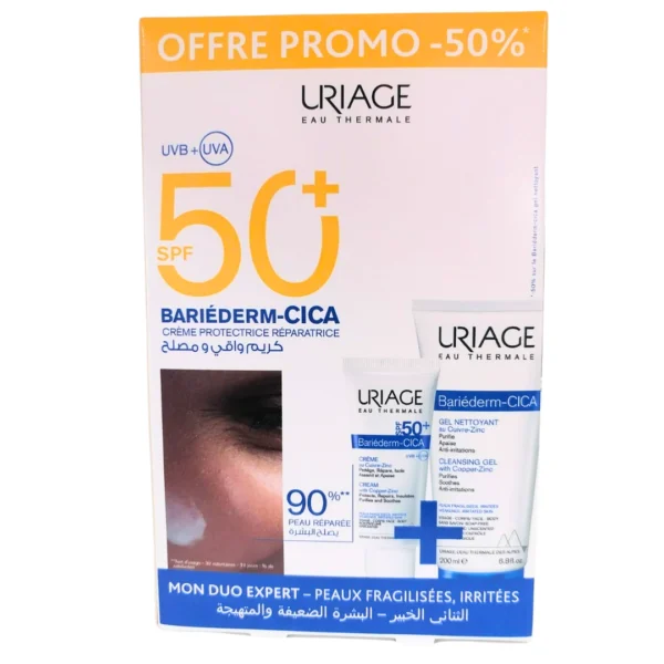 URIAGE BARIEDERM CICA  SPF50+CREME + BARIEDERM CICA GEL NETTOYANT 200ML