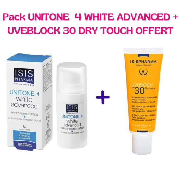 ISISPHARMA UNITONE 4 WHITE ADVANCED SERUM + UVEBLOCK SPF30+INVISIBLE