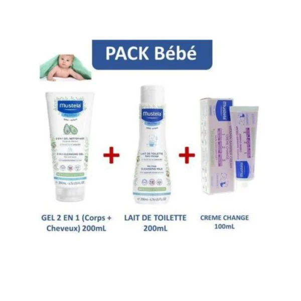 MUSTELA BANANE TERRA 2EN1 gel nettoyant200ml+ lait de toilette 500ml+soin musti 50ml+ creme de change 50ml