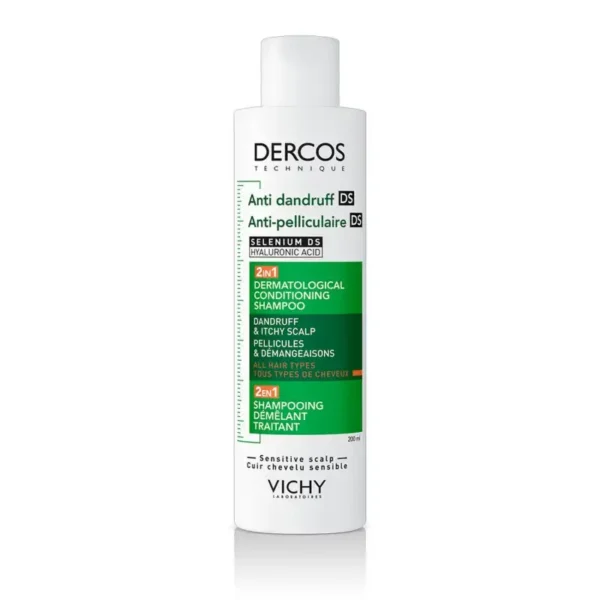 VICHY DERCOS ANTI PELLICULAIRE DS 2EN1 SHAMPOOING DEMELANT TRAITANT 200ML