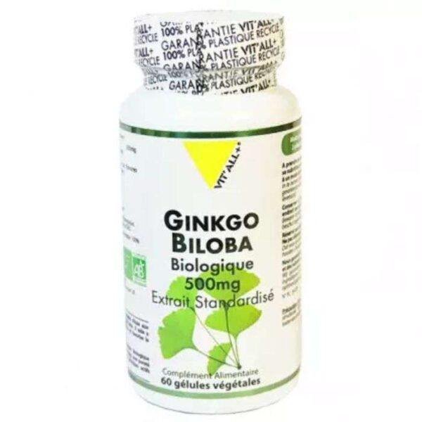 VITALL+ Ginkgo biloba biologique 500mg 60capsules