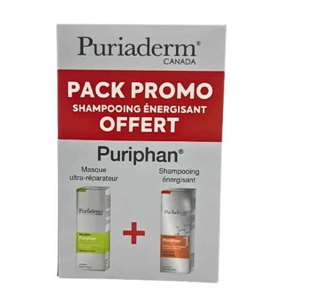 PURIADERM PURIPHAN MASQUE ULTRA REPARATEUR 200ML + PURIPHARN SHAMPOOING ENERGISANT 200ML OFFERT PROMO