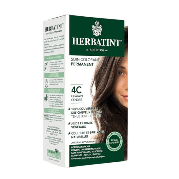 HERBATINT SOIN COLORANT PERMANENT 4C CHATAIN CENDRE 150 ML