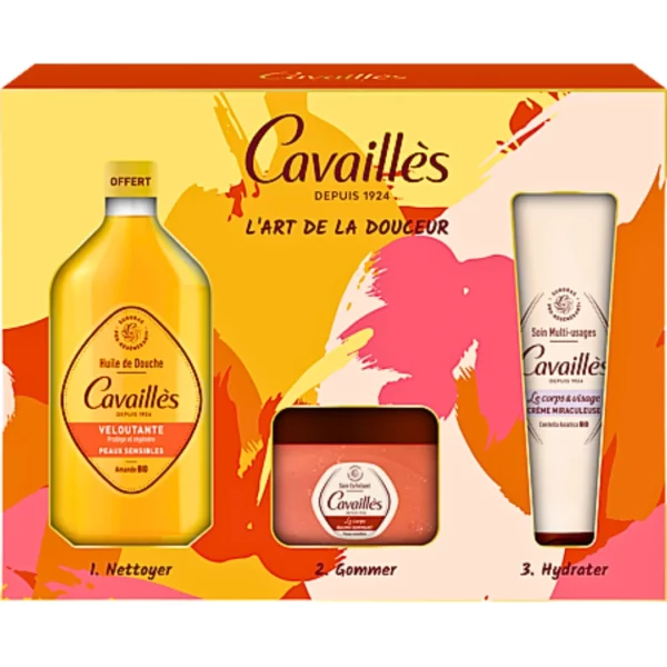 Roge cavailles Huile Douche Veloutante+Baume Gommant+Creme Miraculeuse Coffret