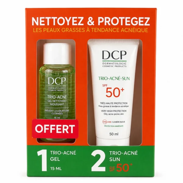 DCP PACK TRIO ACNE SUN SPF 50+ 50 ML + GEL NETTOYANT 15 ML OFFERT
