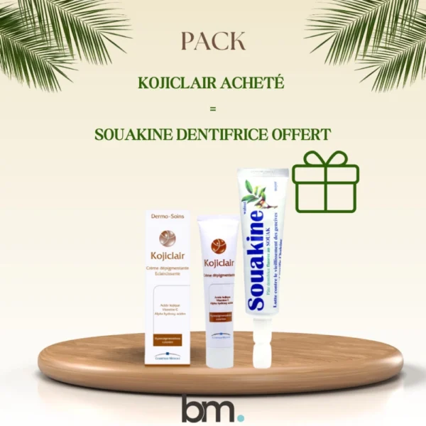 DERMO-SOINS Kojiclair Crème éclairçissante 30ML + Souakine Dentifrice Offert
