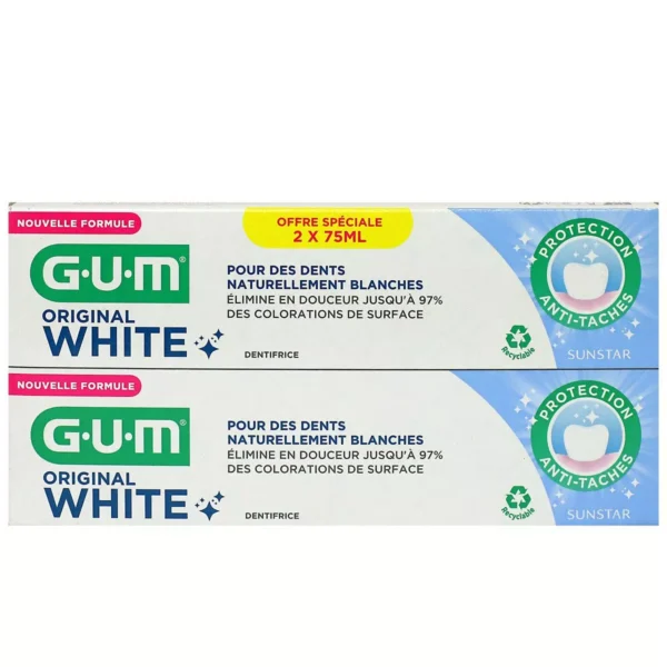 Original White Dentifrice Lot de 2 x 75 ml de GUM
