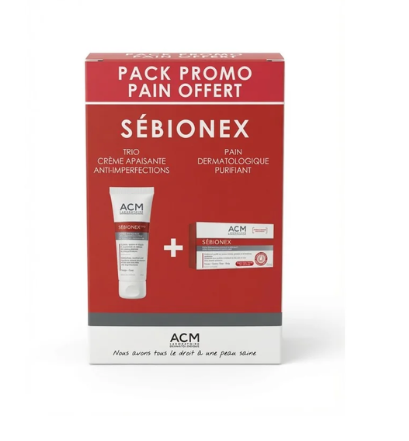 ACM SEBIONEX PACK TRIO CREME APAISANTE ANTI-IMPERFECTION 40ML+ SEBIONEX PAIN OFFERT